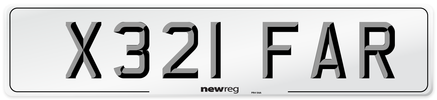 X321 FAR Number Plate from New Reg